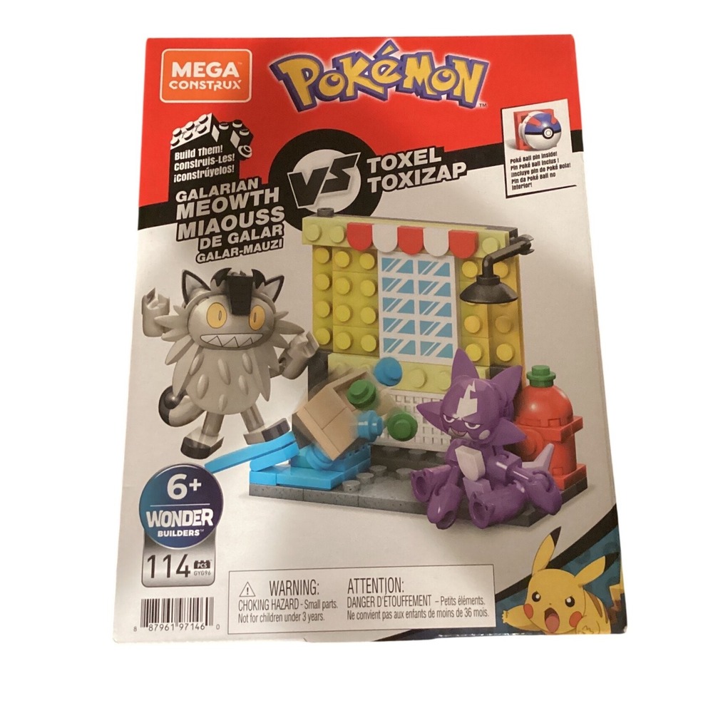 Mega Construx Pokemon‎ Galarian Meowth vs Toxel Building Set 114 Pcs GYG96 New